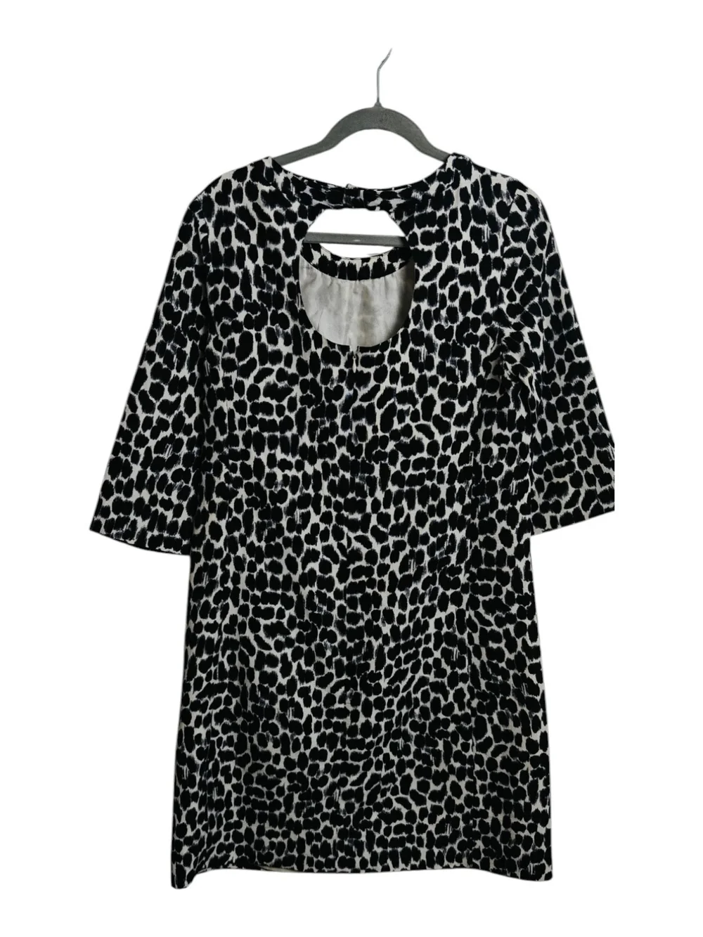 kate spade Black and White Leopard Print Long Sleeve Shift Dress